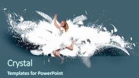  Presentation with dance - Cool new theme with woman floating in a dance on white wings collage backdrop and a ocean colored foreground