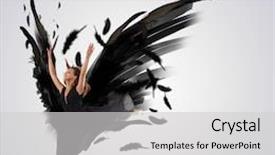  Presentation with dance - PPT layouts having woman floating in a dance on dark wings collage background and a light gray colored foreground