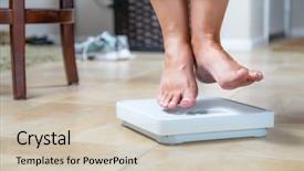  Presentation with floating solar farm - Audience pleasing PPT theme consisting of woman floating slightly above sruface backdrop and a soft green colored foreground