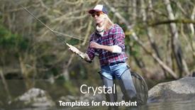  Presentation with fly - PPT layouts featuring woman-fly-fishing-in-river background and a dark gray colored foreground