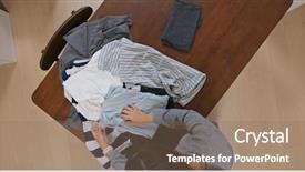  Presentation with fold - Audience pleasing PPT theme consisting of woman fold clothes at home backdrop and a coral colored foreground