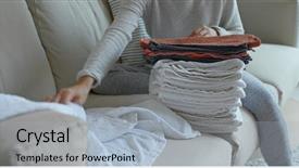  Presentation with fold - PPT layouts featuring woman fold white towel background and a light gray colored foreground