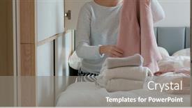  Presentation with fold - PPT theme enhanced with woman-fold-with-her-clothes background and a  colored foreground