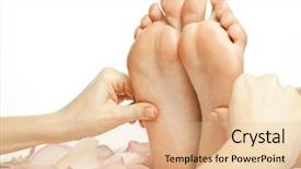  Presentation with foot massage - Slide deck with woman foot receiving gentle massage background and a lemonade colored foreground