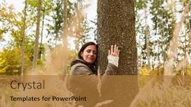  Presentation with relaxation - Presentation with woman-forest-bathing-in-nature background and a  colored foreground