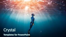  Presentation with free - PPT theme enhanced with woman free diver ascending background and a ocean colored foreground