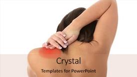  Presentation with kidneys pain or lower back - Presentation theme with anatomy shoulder - nude woman from behind back background and a coral colored foreground