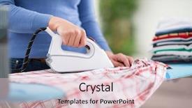  Presentation with child welfare services - Slide deck enhanced with woman from ironing services professionally background and a lemonade colored foreground