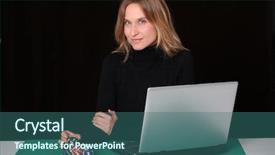  Presentation with gambling - Cool new presentation theme with woman gambling on internet backdrop and a ocean colored foreground