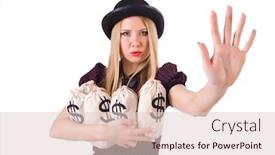  Presentation with gangster - Cool new PPT theme with woman gangster with gun and money backdrop and a lemonade colored foreground