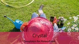  Presentation with garden - Beautiful slides featuring woman gardener wearing wellington boots backdrop and a red colored foreground