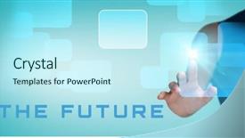  Presentation with abstract animated - Audience pleasing PPT theme consisting of woman gesturing against blue backdrop and a cool aqua colored foreground