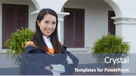  Presentation with graduation - Amazing slides having woman get graduation in university backdrop and a  colored foreground