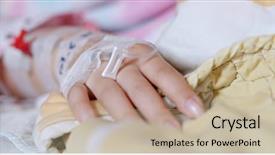  Presentation with intravenous - Colorful PPT theme enhanced with woman get intravenous infusion backdrop and a mint green colored foreground