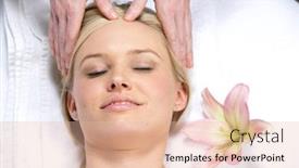  Presentation with day spa - Colorful PPT theme enhanced with woman gets a massage at a day spa backdrop and a lemonade colored foreground