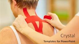  Presentation with cervical - PPT layouts with woman-gets-a-red-kinesio background and a yellow colored foreground