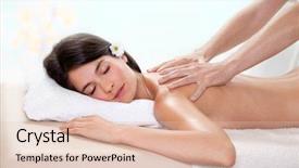  Presentation with beautiful fresh leaves water drops - Cool new slides with woman getting a back massage backdrop and a lemonade colored foreground