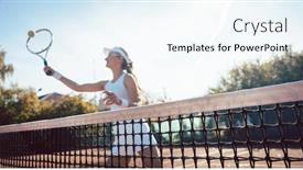  Presentation with net - Cool new theme with woman-getting-a-ball-close backdrop and a cool aqua colored foreground