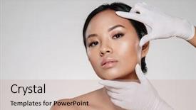  Presentation with asian - Cool new presentation theme with woman getting a beauty medical backdrop and a mint green colored foreground