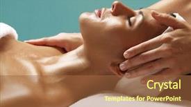  Presentation with beautiful young woman getting face - PPT layouts enhanced with woman getting a face treatment background and a red colored foreground