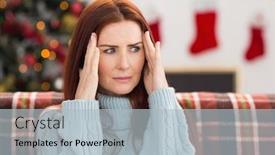  Presentation with head ache - Audience pleasing PPT layouts consisting of woman-getting-a-head-ache backdrop and a light gray colored foreground