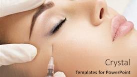  Presentation with injection plastic - Theme featuring woman-getting-cosmetic-injection background and a coral colored foreground