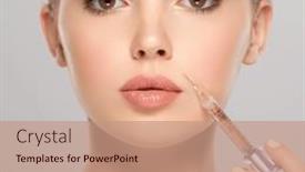  Presentation with cosmetology clinic - Theme having woman-getting-cosmetic-injection and a coral colored foreground