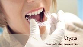  Presentation with mold - Slide set featuring authoe - woman getting dental mold made background and a lemonade colored foreground