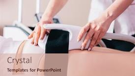  Presentation with ems - PPT theme consisting of woman-getting-ems-treatment background and a lemonade colored foreground