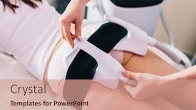  Presentation with ems - Presentation design featuring woman-getting-ems-treatment background and a coral colored foreground