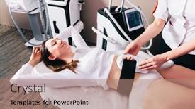  Presentation with burn fat - Slides consisting of woman-getting-ems-treatment background and a coral colored foreground