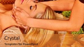  Presentation with facial - Cool new theme with woman getting facial massage in tropical spa backdrop and a gold colored foreground