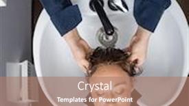  Presentation with hair salon - Presentation theme consisting of woman getting hair washed in beauty salon background and a coral colored foreground