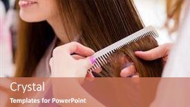  Presentation with beauty shop - Audience pleasing slide set consisting of woman-getting-her-hair-done backdrop and a coral colored foreground