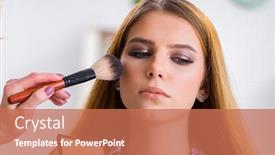  Presentation with done - Beautiful slides featuring woman-getting-her-make-up backdrop and a coral colored foreground