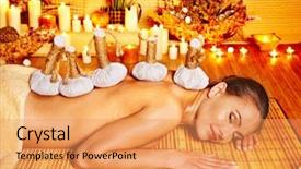  Presentation with herbal - Colorful PPT layouts enhanced with woman getting herbal ball massage backdrop and a yellow colored foreground
