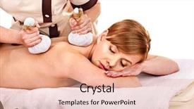  Presentation with herbal medicine healing herbs mortar - Audience pleasing slides consisting of woman getting herbal ball massage backdrop and a coral colored foreground