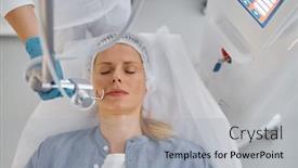  Presentation with beauty cosmetic - Presentation theme with woman-getting-laser-face-cleaning background and a light gray colored foreground