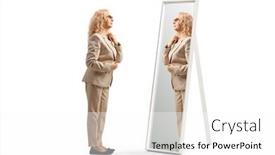  Presentation with ready - Slide set featuring woman-getting-ready-and-looking background and a white colored foreground