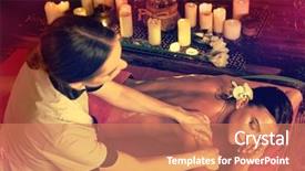  Presentation with aromatherapy massage - Presentation enhanced with spa candle salon with healer background and a coral colored foreground