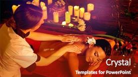  Presentation with aromatherapy massage - Slide deck having woman getting rid of insomni background and a crimson colored foreground