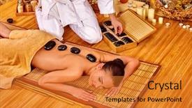  Presentation with massage therapy - Presentation featuring woman-getting-stone-therapy background and a gold colored foreground