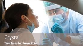  Presentation with medical ppe - Beautiful slides featuring woman-getting-tested backdrop and a coral colored foreground