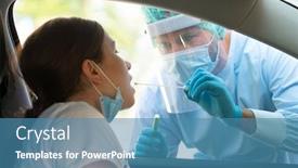  Presentation with medical ppe - Slides having woman-getting-tested background and a teal colored foreground