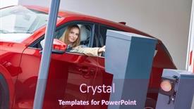  Presentation with game ticket - Presentation theme consisting of woman-getting-ticket-from-parking background and a tawny brown colored foreground