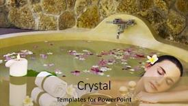  Presentation with natural spa resort - Audience pleasing PPT layouts consisting of woman getting treatment at spa backdrop and a coral colored foreground