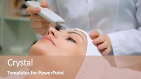  Presentation with ultrasound - Amazing presentation design having woman getting ultrasound skin cleaning backdrop and a coral colored foreground