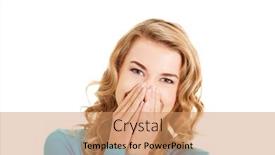  Presentation with mouth - Audience pleasing theme consisting of woman giggles covering her mouth with hand backdrop and a coral colored foreground