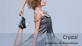  Presentation with plain - Theme featuring woman girl evening dress suppl background and a light blue colored foreground