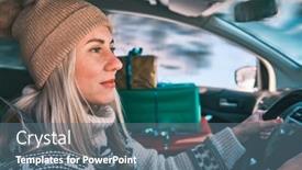  Presentation with winter driving - PPT layouts having woman-giving-gifts-female background and a  colored foreground